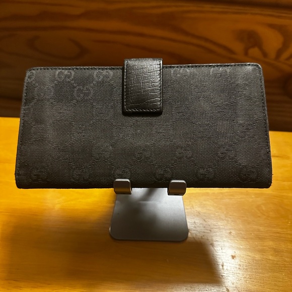 Gucci Black Canvas & Leather Wallet with Gold Horsebit Accent - Picture 3 of 9